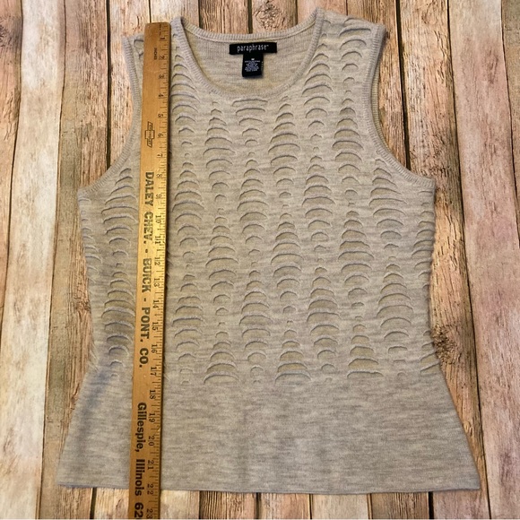 Paraphrase Textured 100% Merino Wool M Women’s Vest Beige/Gray Made in Australia - Picture 5 of 7